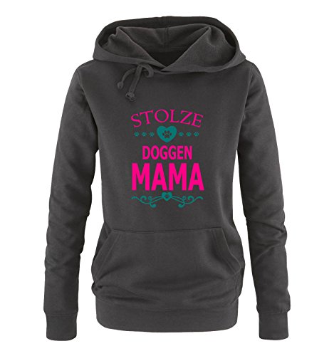 Comedy Shirts Stolze Doggen Mama - Herz - Damen Hoodie - Schwarz/Pink-Türkis Gr. XL von Comedy Shirts