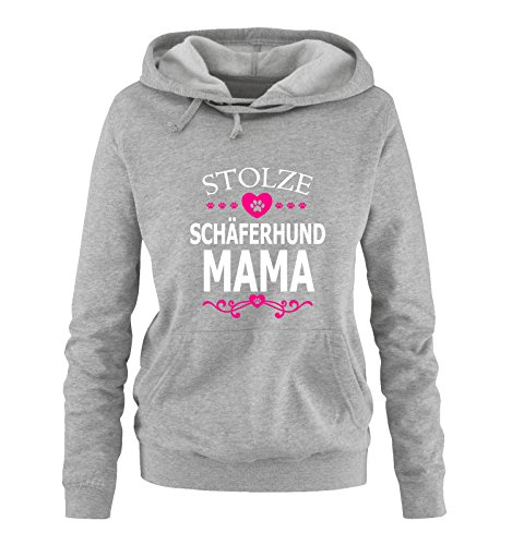 Comedy Shirts Stolze Schäferhund Mama - Herz - Damen Hoodie - Grau/Weiss-Pink Gr. M von Comedy Shirts