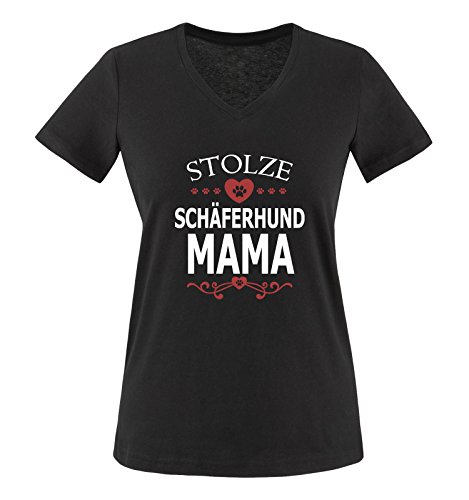 Comedy Shirts - Stolze Schäferhund Mama - Herz - Damen V-Neck T-Shirt - Schwarz/Weiss-Rot Gr. XL Comedy Shirts - Stolze Schäferhund Mama - Herz - Damen V-Neck T-Shirt - Schwarz/Weiss-Rot Gr. XL von Comedy Shirts