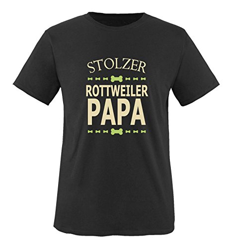 Comedy Shirts - Stolzer Rottweiler Papa - Herren T-Shirt - Schwarz/Beige-Hellgrün Gr. 5XL von Comedy Shirts