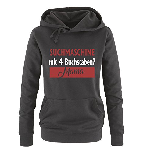 Comedy Shirts Suchmaschine mit 4 Buchstaben? Mama - Damen Hoodie - Schwarz/Weiss-Rot Gr. M von Comedy Shirts