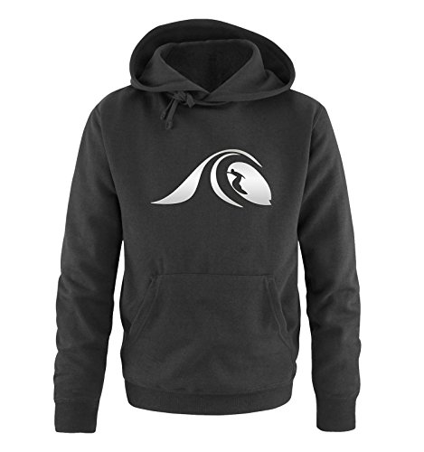 Comedy Shirts - Surfer Welle - Herren Hoodie - Schwarz/Silber Gr. 4XL von Comedy Shirts