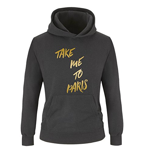 Comedy Shirts - TAKE ME to Paris - Mädchen Hoodie - Schwarz/Gold Gr. 134/146 von Comedy Shirts