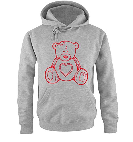 Comedy Shirts TEDDYBÄR - Herren Hoodie - Grau/Rot Gr. 4XL von Comedy Shirts