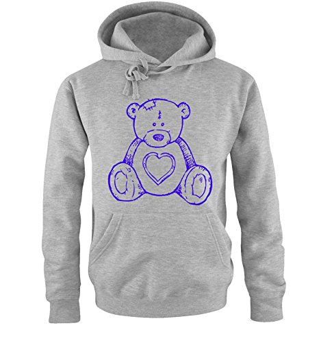 Comedy Shirts TEDDYBÄR - Herren Hoodie - Grau/Royalblau Gr. L von Comedy Shirts