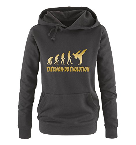 Comedy Shirts Taekwon-DO Evolution - Damen Hoodie - Schwarz/Gold Gr. S von Comedy Shirts