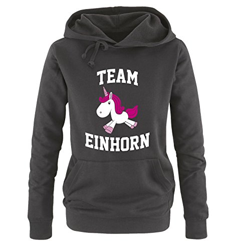 Comedy Shirts Team Einhorn - Damen Hoodie - Schwarz/Weiss-Pink-Rosa Gr. M von Comedy Shirts