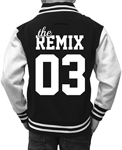 Comedy Shirts The Remix - Wunschzahl - Jungen College Jacke - Schwarz/Weiss Gr. 134/146 von Comedy Shirts