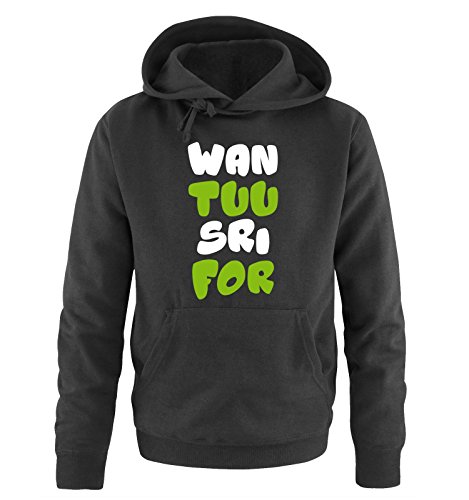 Comedy Shirts WAN TUU SRI for - Englisch für Anfänger - Herren Hoodie - Schwarz/Weiss-Grün Gr. 5XL von Comedy Shirts