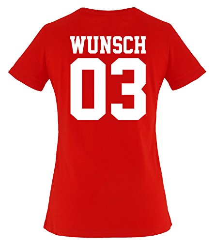 Comedy Shirts - Wunsch - Damen T-Shirt - Rot/Weiss Gr. L von Comedy Shirts