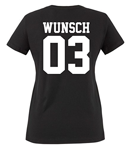 Comedy Shirts - Wunsch - Damen T-Shirt - Schwarz/Weiss Gr. M von Comedy Shirts