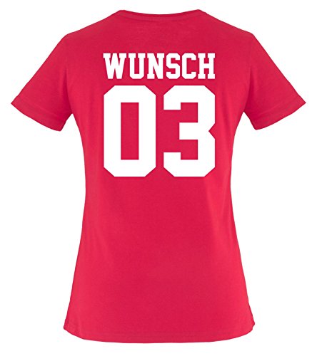Comedy Shirts - Wunsch - Damen T-Shirt - Sorbet/Weiss Gr. M von Comedy Shirts