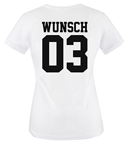 Comedy Shirts - Wunsch - Damen T-Shirt - Weiss/Schwarz Gr. L von Comedy Shirts