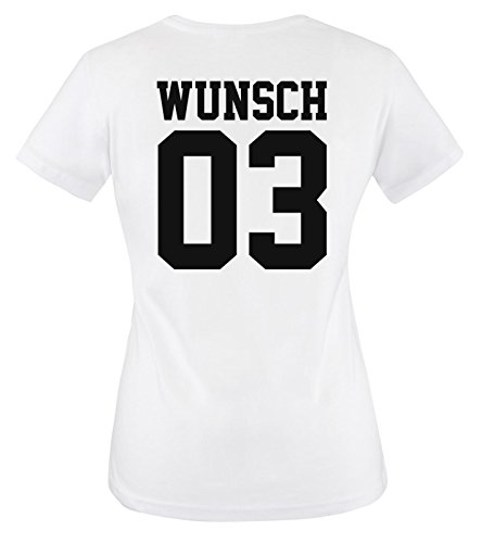 Comedy Shirts - Wunsch - Damen T-Shirt - Weiss/Schwarz Gr. M von Comedy Shirts