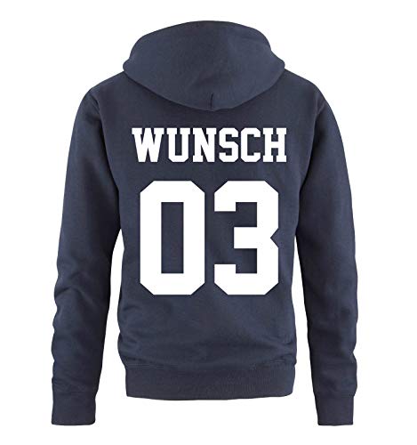 Comedy Shirts - Wunsch - Herren Hoodie - Navy/Weiss - Gr. S von Comedy Shirts