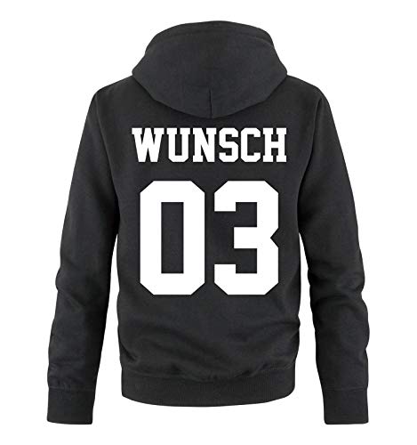 Comedy Shirts - Wunsch - Herren Hoodie - Schwarz/Weiss - Gr. S von Comedy Shirts