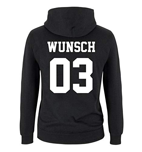 Comedy Shirts - Wunsch - Kinder Hoodie - Schwarz/Weiss - Gr. 110/116 von Comedy Shirts