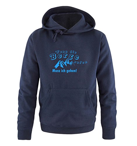 Comedy Shirts Wenn die Berge rufen - Berge - Herren Hoodie - Navy/Blau Gr. XL von Comedy Shirts