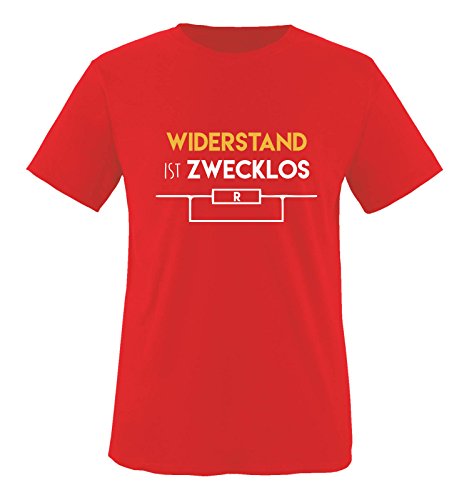 Comedy Shirts - Widerstand ist zwecklos - Herren T-Shirt - Rot/Weiss-Gelb Gr. XXL von Comedy Shirts