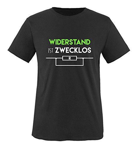 Comedy Shirts - Widerstand ist zwecklos - Herren T-Shirt - Schwarz/Weiss-Neongrün Gr. 3XL von Comedy Shirts