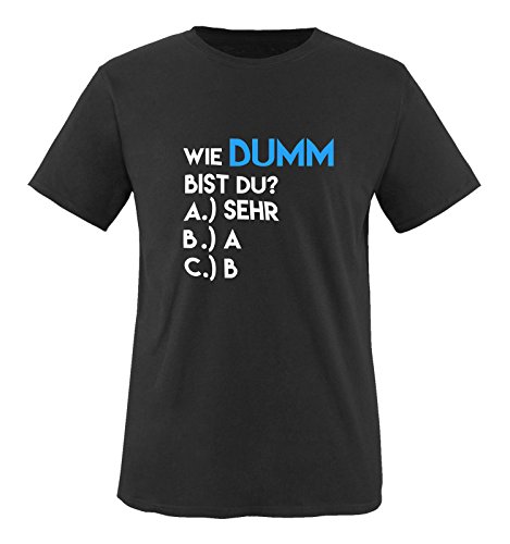 Comedy Shirts - Wie dumm bist du? - Herren T-Shirt - Schwarz/Weiss-Blau Gr. 3XL von Comedy Shirts