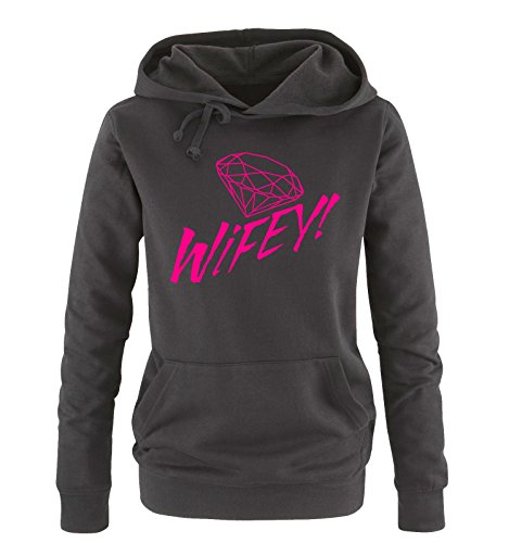 Comedy Shirts - Wifey! Diamond - Damen Hoodie - Schwarz/Pink Gr. M von Comedy Shirts