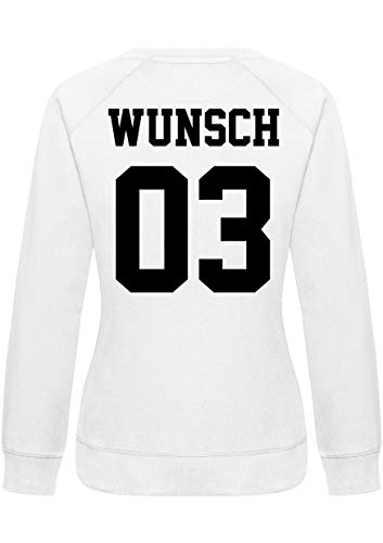 Comedy Shirts - Wunsch - Damen Sweatshirt - Weiss/Schwarz - Gr. L von Comedy Shirts