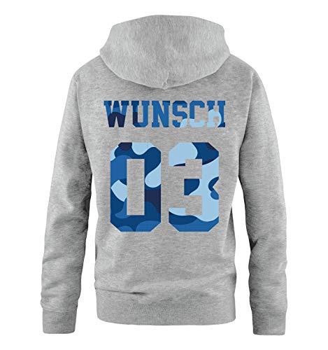 Comedy Shirts - Wunsch - Herren Hoodie - Grau/Camouflage IIII - Gr. S von Comedy Shirts