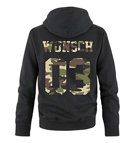 Comedy Shirts - Wunsch - Herren Hoodie - Schwarz/Camouflage I - Gr. 5XL von Comedy Shirts