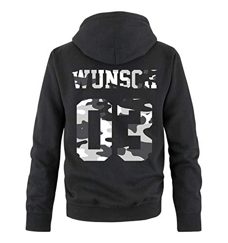 Comedy Shirts - Wunsch - Herren Hoodie - Schwarz/Camouflage II - Gr. 3XL von Comedy Shirts