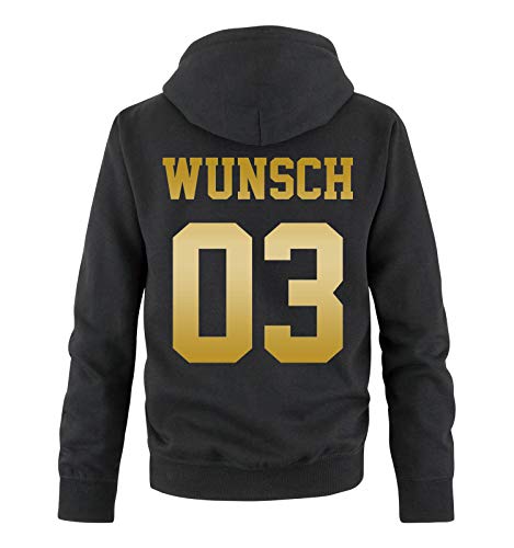 Comedy Shirts - Wunsch - Herren Hoodie - Schwarz/Gold - Gr. 5XL von Comedy Shirts