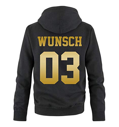 Comedy Shirts - Wunsch - Herren Hoodie - Schwarz / Gold - Gr. XL von Comedy Shirts