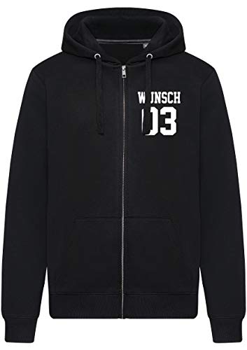 Comedy Shirts - Wunsch - Herren Zipper Hoodie - Schwarz/Weiss - Gr. 4XL von Comedy Shirts