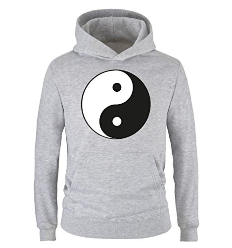 Comedy Shirts - Yin-Yang - Kinder Hoodie - Grau/Schwarz-Weiss Gr. 134/146 von Comedy Shirts