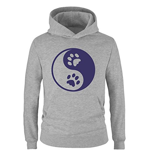 Comedy Shirts - Yin Yang - Pfote 3 - Mädchen Hoodie - Grau/Lila Gr. 152/164 von Comedy Shirts