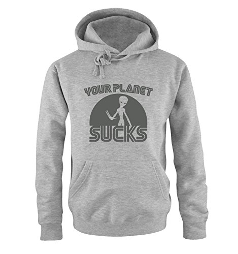 Comedy Shirts Your Planet Sucks - Alien - Herren Hoodie - Grau/Grau Gr. M von Comedy Shirts