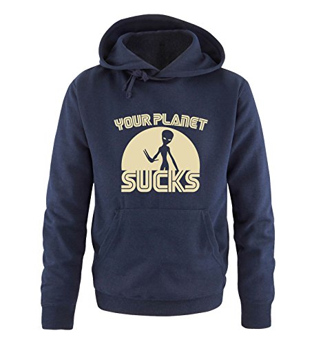 Comedy Shirts Your Planet Sucks - Alien - Herren Hoodie - Navy/Beige Gr. L von Comedy Shirts