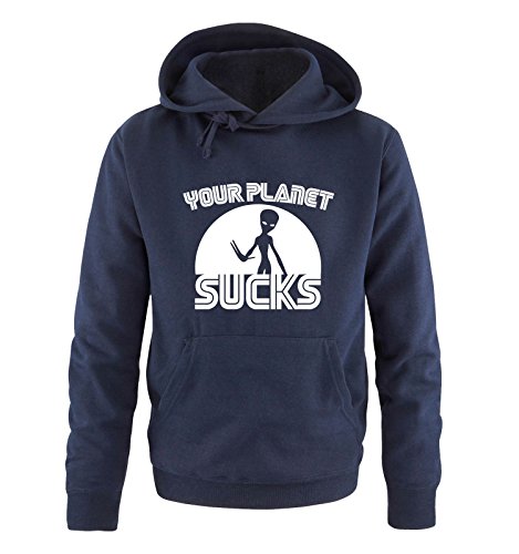 Comedy Shirts Your Planet Sucks - Alien - Herren Hoodie - Navy/Weiss Gr. XL von Comedy Shirts