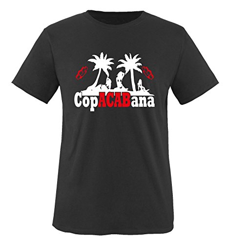 CopACABana - Zweifarbig - Herren T-Shirt in Schwarz/Weiss-Rot Gr. L von Comedy Shirts