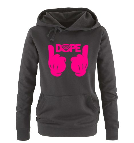 DOPE Comic - DOPE Diamond - Einfarbig - Damen Hoodie - Schwarz/Pink Gr. M von Comedy Shirts