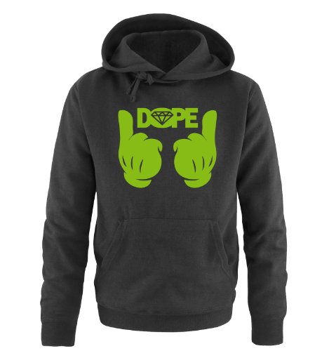 DOPE Comic - DOPE Diamond - Einfarbig - Herren Hoodie - Schwarz/Grün Gr. L von Comedy Shirts