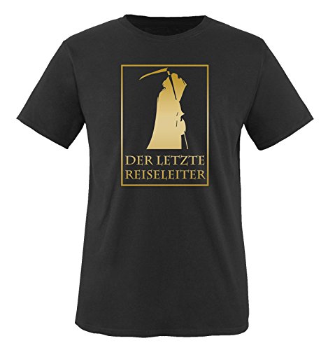 Der letzte REISELEITER - Herren T-Shirt - Schwarz/Gold Gr. 5XL von Comedy Shirts