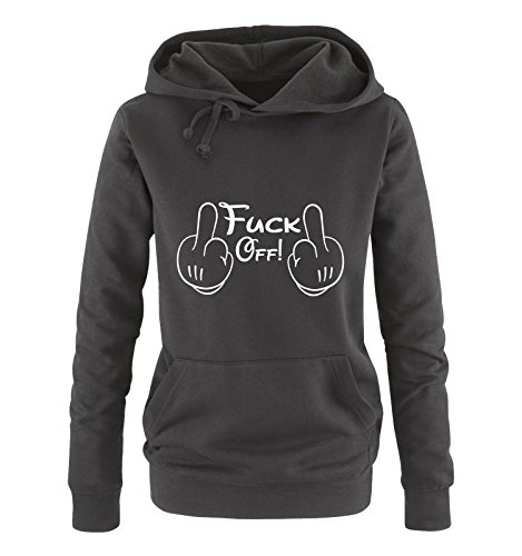 Comedy Shirts - Fuck Off! - Comic Hände - Damen Hoodie - Schwarz/Weiss Gr. L Comedy Shirts - Fuck Off! - Comic Hände - Damen Hoodie - Schwarz/Weiss Gr. L von Comedy Shirts