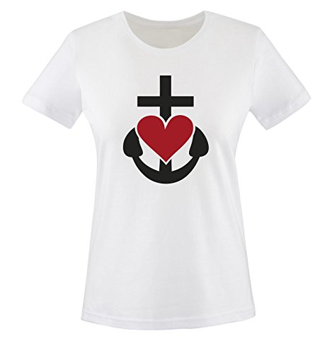 GLAUBE LIEBE HOFFNUNG - Damen T-Shirt Weiss/Schwarz-Rot Gr. XL von Comedy Shirts