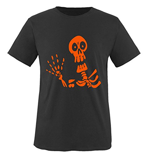 Halloween Skelett - Kinder T-Shirt Schwarz/Orange Gr.122-128 von Comedy Shirts