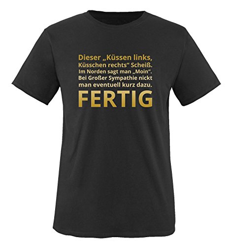 Im Norden SAGT Man Moin. - Herren T-Shirt - Schwarz/Gold Gr. 4XL von Comedy Shirts