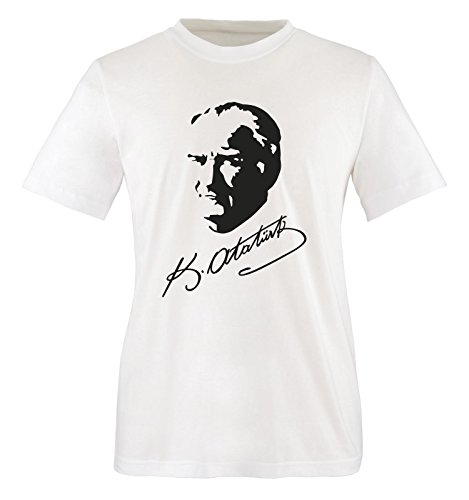 K. Atatürk - III - Kinder T-Shirt - Weiss/Schwarz Gr. 122-128 von Comedy Shirts