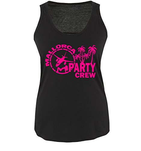 Comedy Shirts - Mallorca Party Crew - Style1 - Damen Tank Top - Schwarz/Pink Gr. S von Comedy Shirts