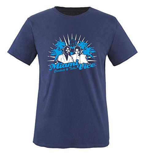 MIAMI VICE - CROCKETT & TUBBS - Herren T-Shirt in Navy/Weiss-Blau Gr. M von Comedy Shirts