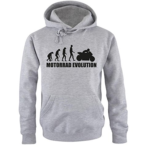 Comedy Shirts Motorrad Evolution - Herren Hoodie - Grau/Schwarz Gr. XL von Comedy Shirts